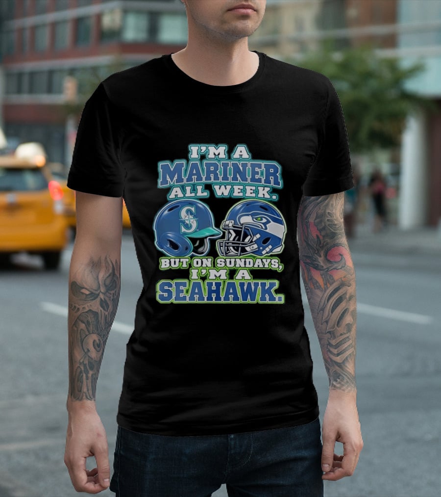 I'm A Mariner All Week But On Sundays I'm A Seahawk Football Helmet T-Shirt