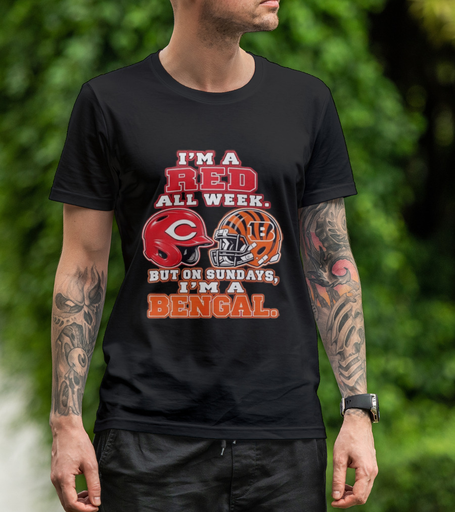 I'm A Red All Week But On Sundays I'm A Bengal Football Helmet And Baseball Helmet T-Shirt
