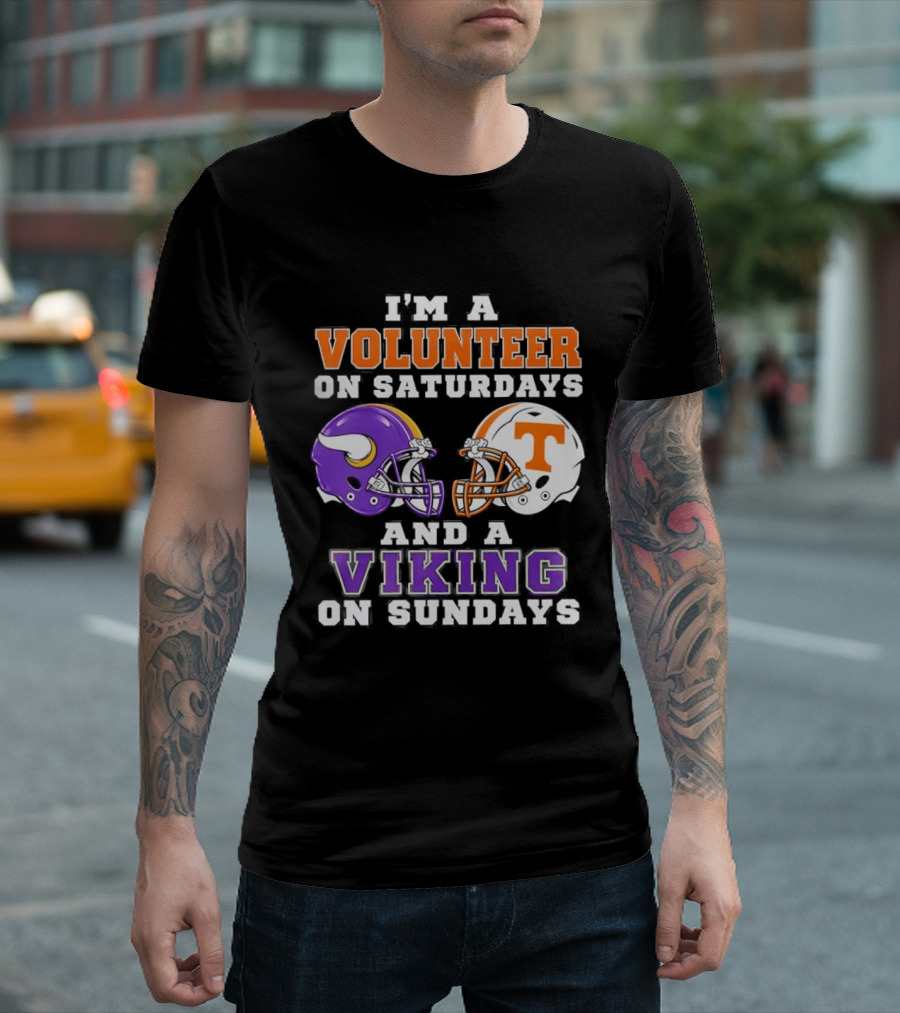 I'm A Volunteer On Saturdays And A Viking On Sundays Football Helmets T-Shirt