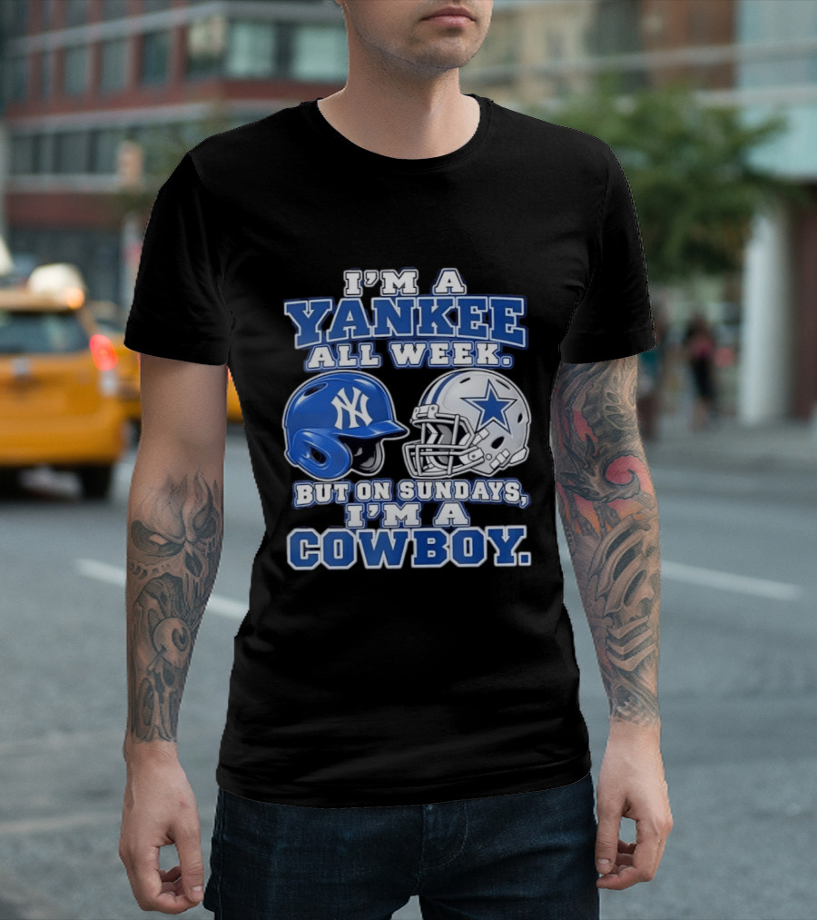 Yankee All Week But On Sundays Dallas Cowboy Football Fan T-Shirt