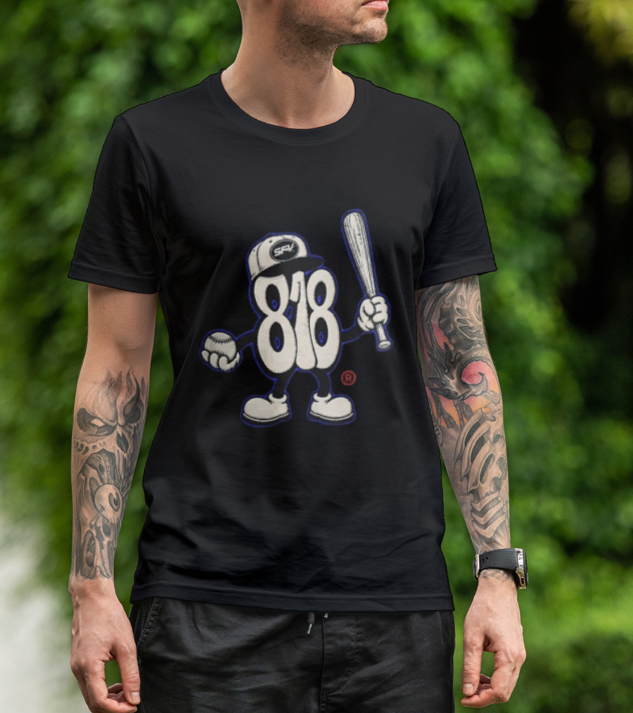 SFV 818 Character Baseball Cap Holding Bat And Ball T-Shirt