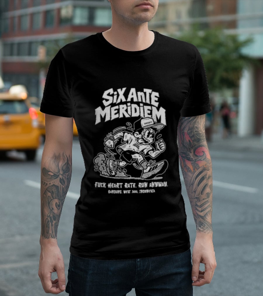 Six Ante Meridiem Fuck Heart Rate Run Anyway Runner Enthusiast Motivation T-Shirt