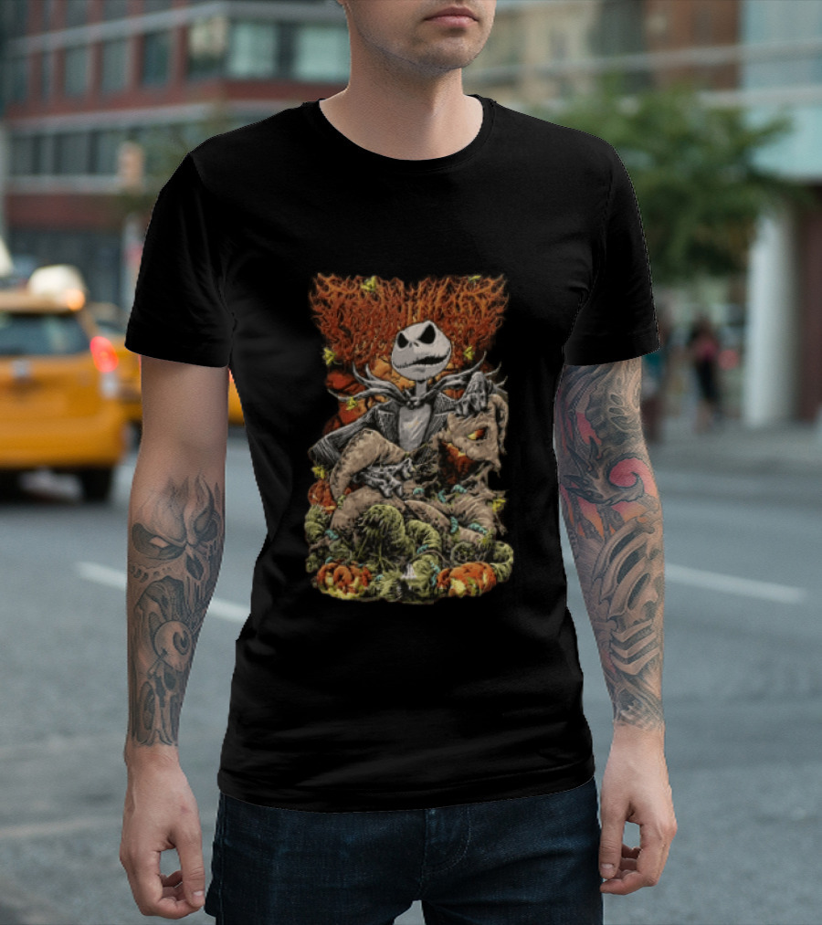 Jack Skellington Pumpkin Worms Insects Halloween Scene T-Shirt