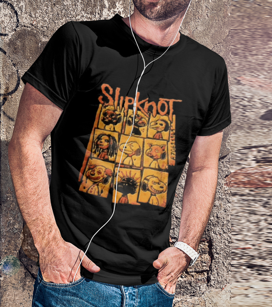 Slipknot Characters In Panels With Numbers And Cartoon Faces T-Shirt