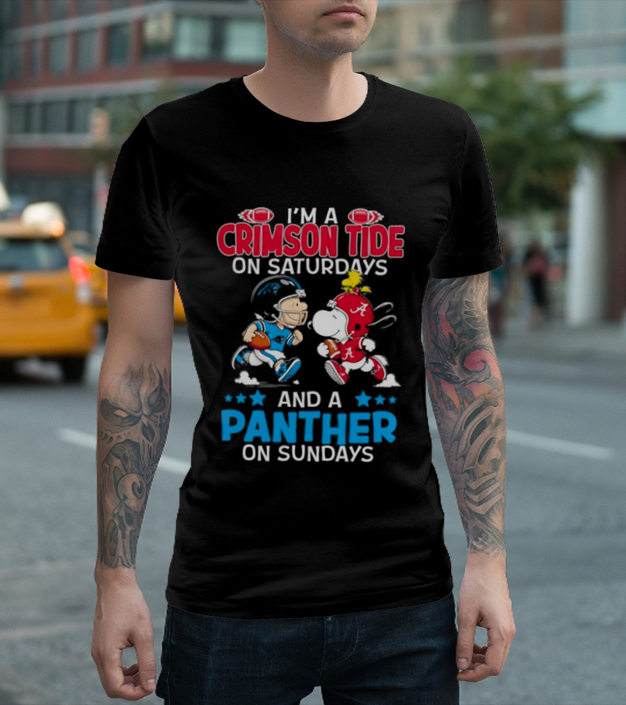 I'm A Crimson Tide On Saturdays And A Panther On Sundays Snoopy And Charlie Brown T-Shirt