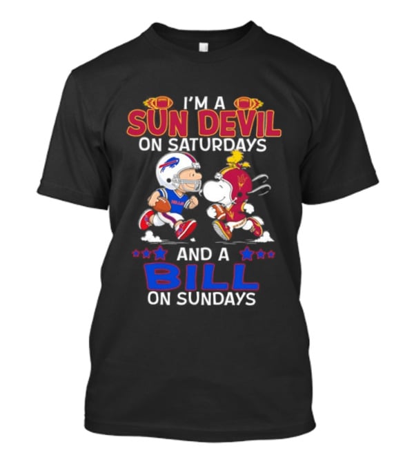 I'm A Sun Devil On Saturdays And A Bill On Sundays Football Fans Snoopy Charlie Brown T-Shirt