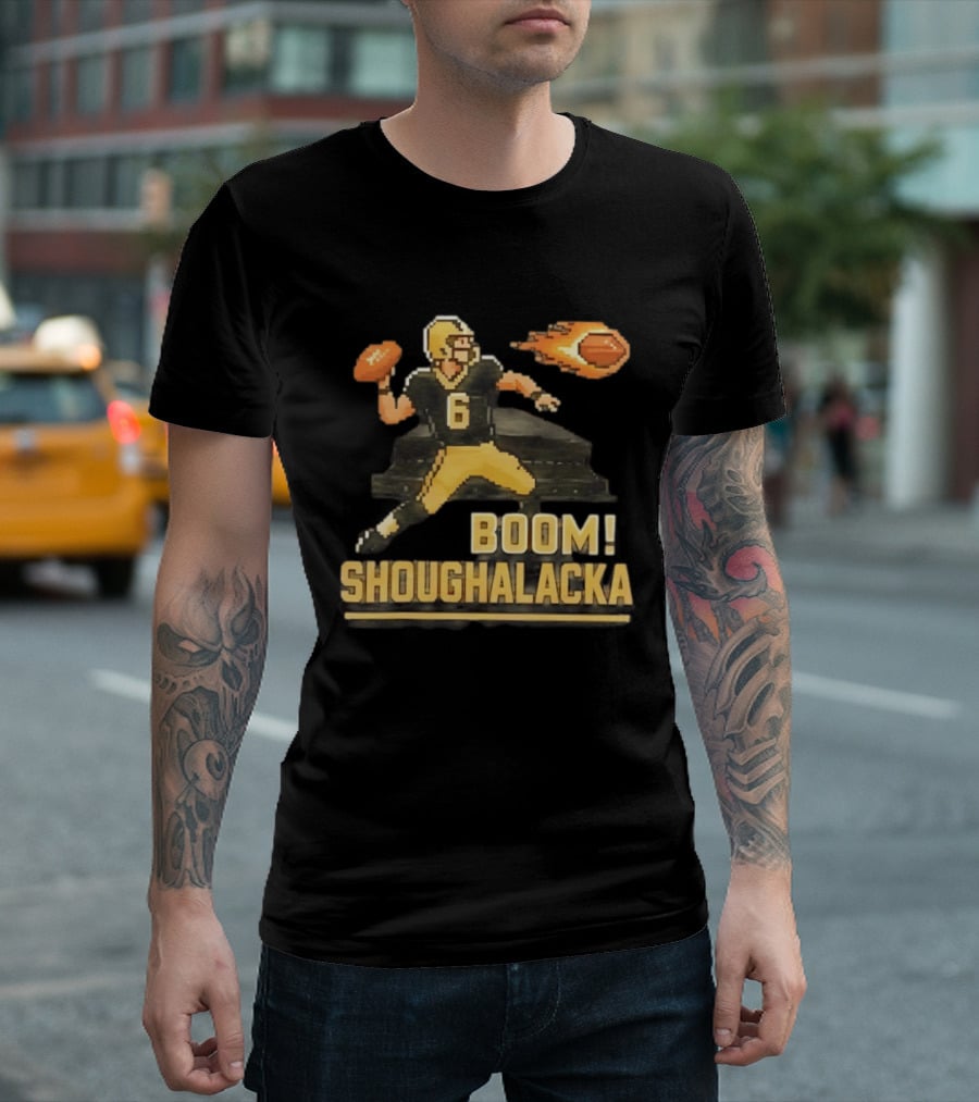 New Orleans Saints Boom Shoughalacka Pixel Art Throwback Football Player T-Shirt