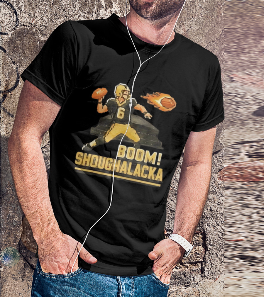 New Orleans Saints Boom Shoughalacka Pixel Art Throwback Football Player T-Shirt