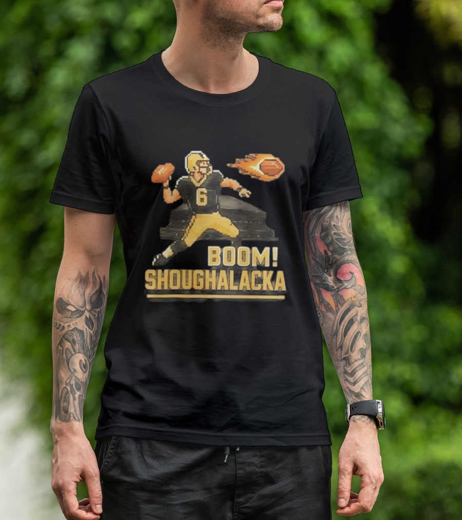 New Orleans Saints Boom Shoughalacka Pixel Art Throwback Football Player T-Shirt