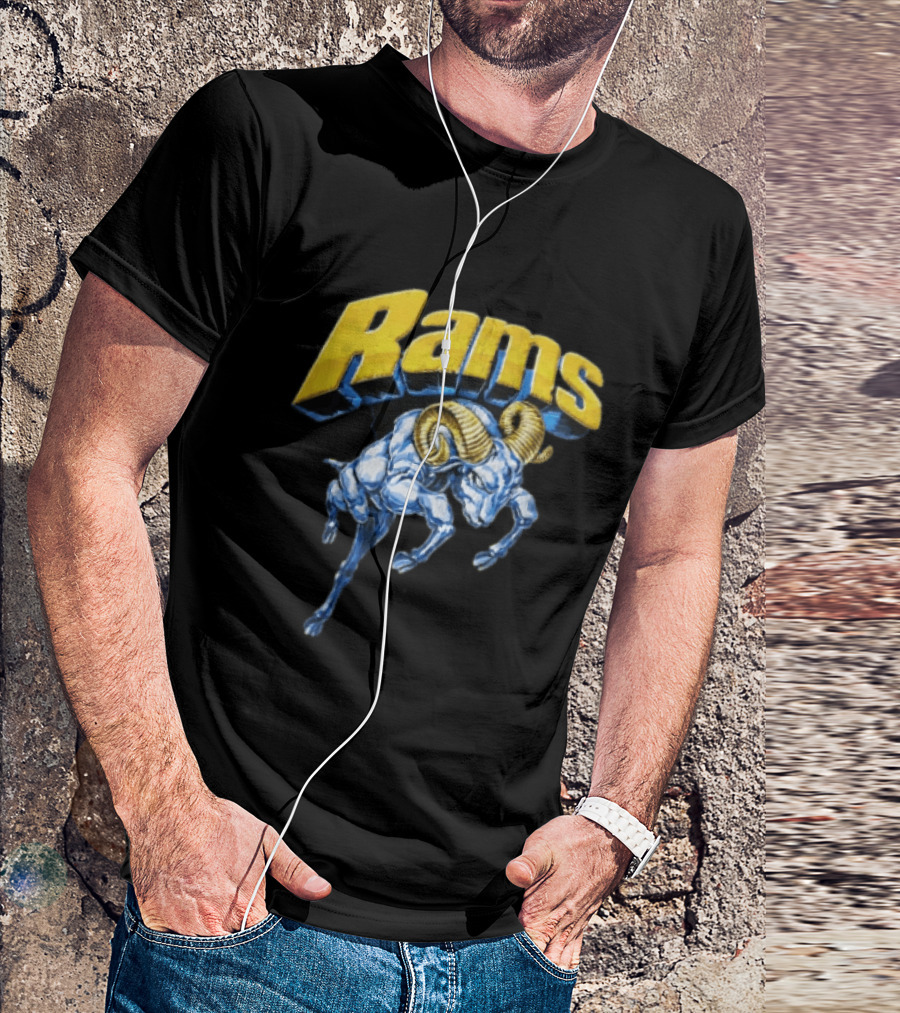 Rams Blue Bull Charging With Golden Horns Majestic Power T-Shirt