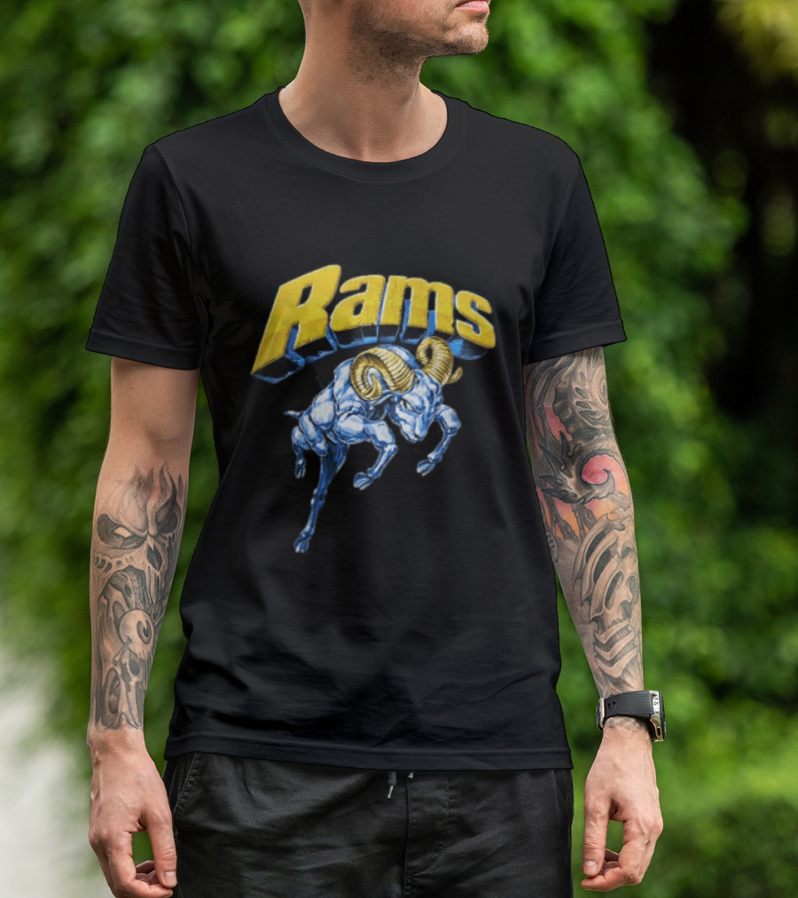 Rams Blue Bull Charging With Golden Horns Majestic Power T-Shirt