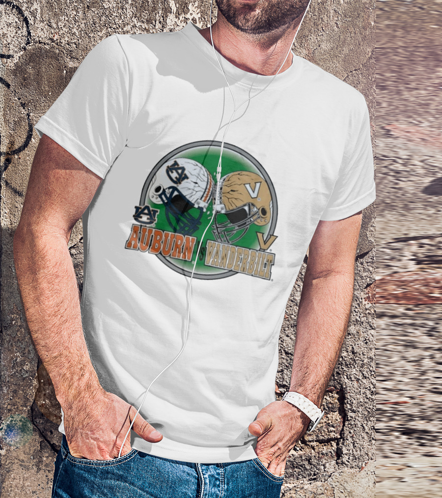 Auburn Tigers Vs Vanderbilt Commodores Football Helmets Clash T-Shirt