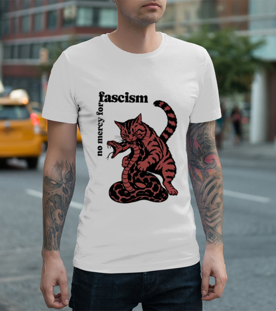 No Mercy For Fascism Cat And Snake T-Shirt