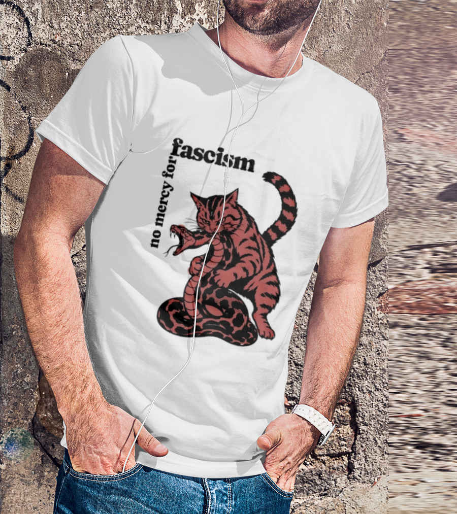 No Mercy For Fascism Cat And Snake T-Shirt