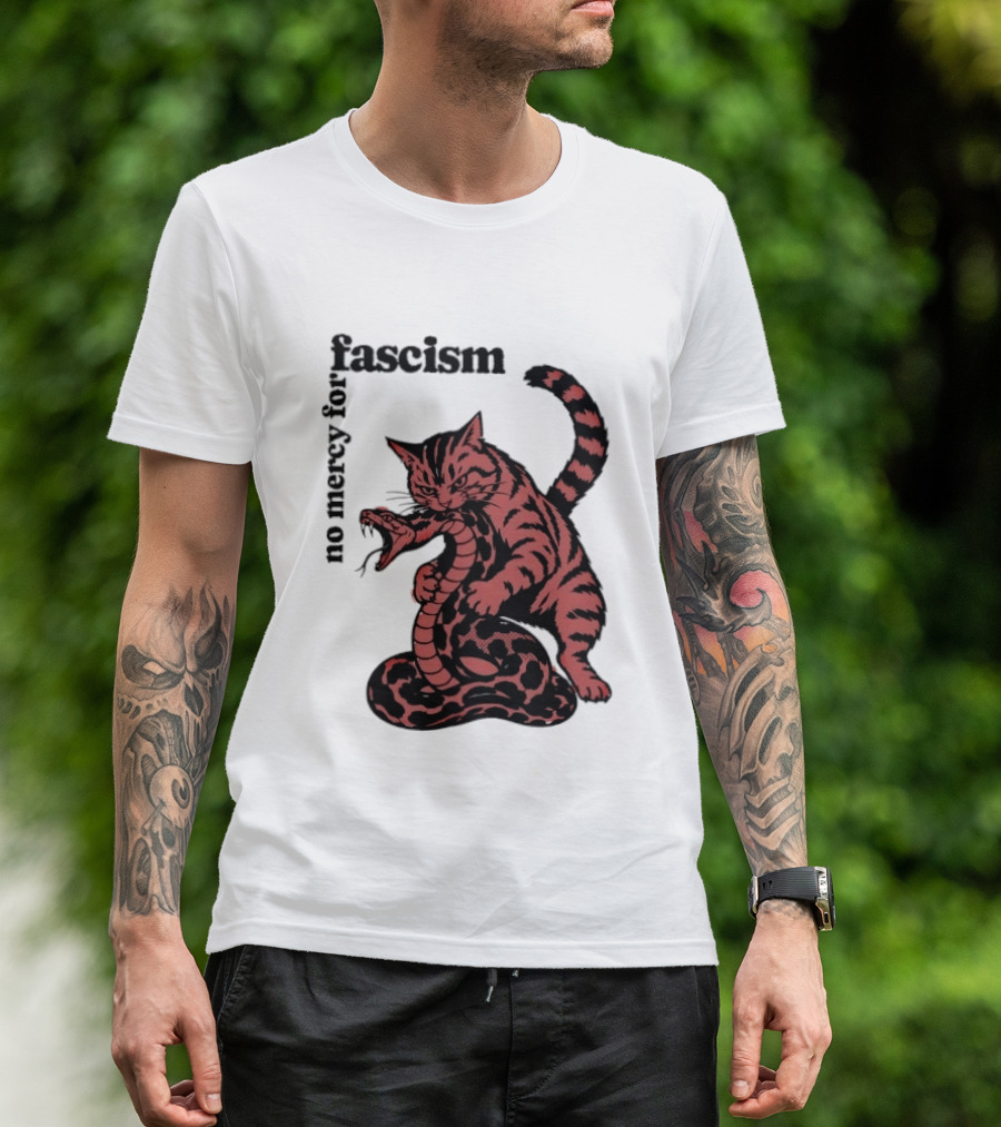 No Mercy For Fascism Cat And Snake T-Shirt