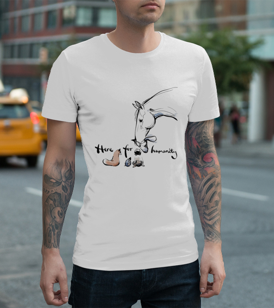 Charlie Mackesy Here For Humanity Gentle Horse And Friends T-Shirt