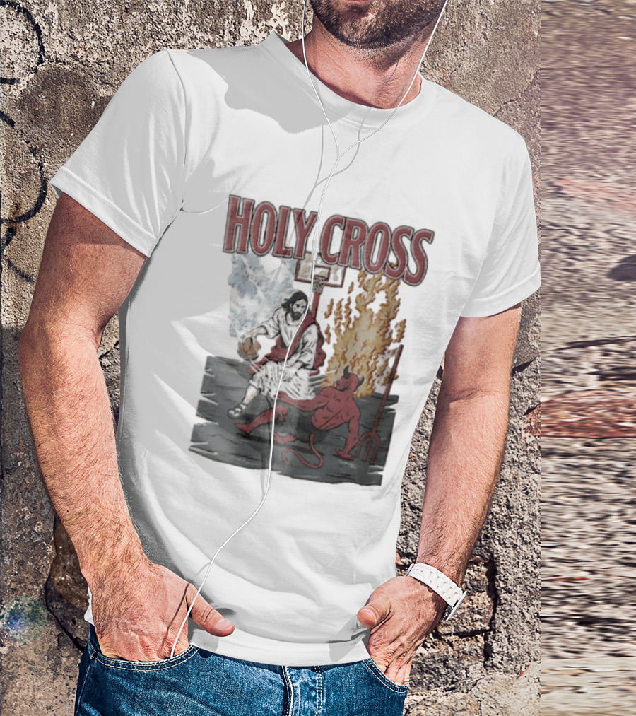 Holy Cross Basketball Player Versus Devil Duel T-Shirt