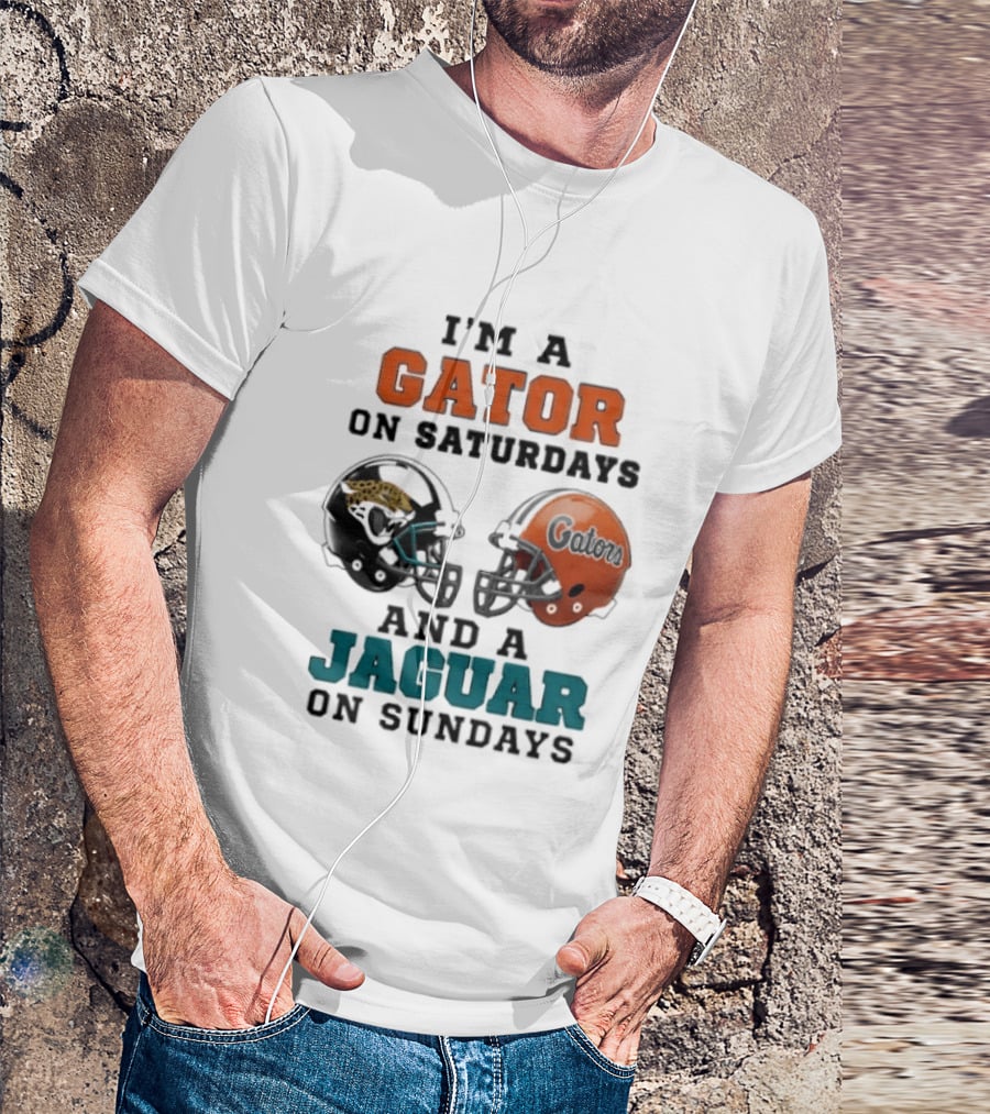 I'm A Gator On Saturdays And A Jaguar On Sundays Football Fan Phrase Helmet T-Shirt