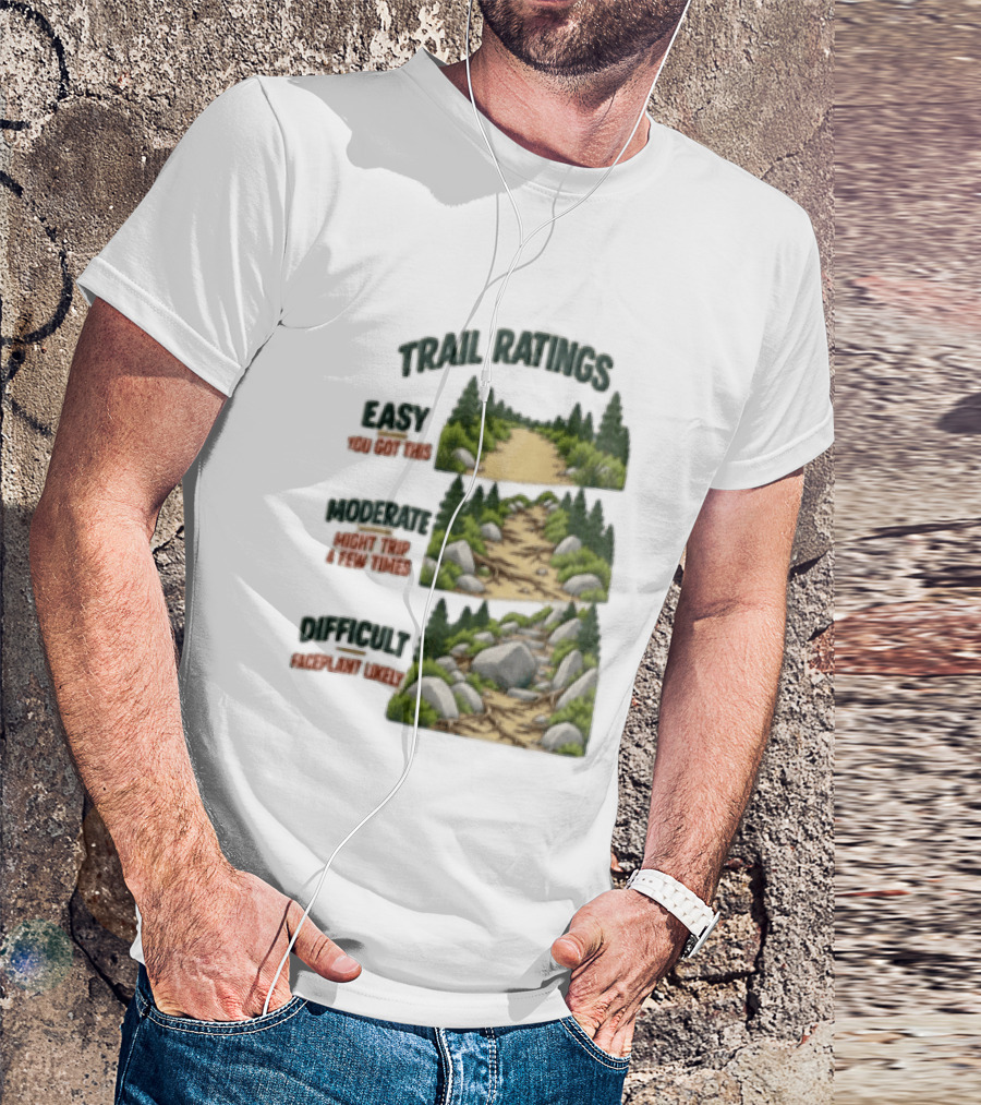 Trail Ratings Easy You Got This Moderate Might Trip A Few Times Difficult Acceptable Injury T-Shirt
