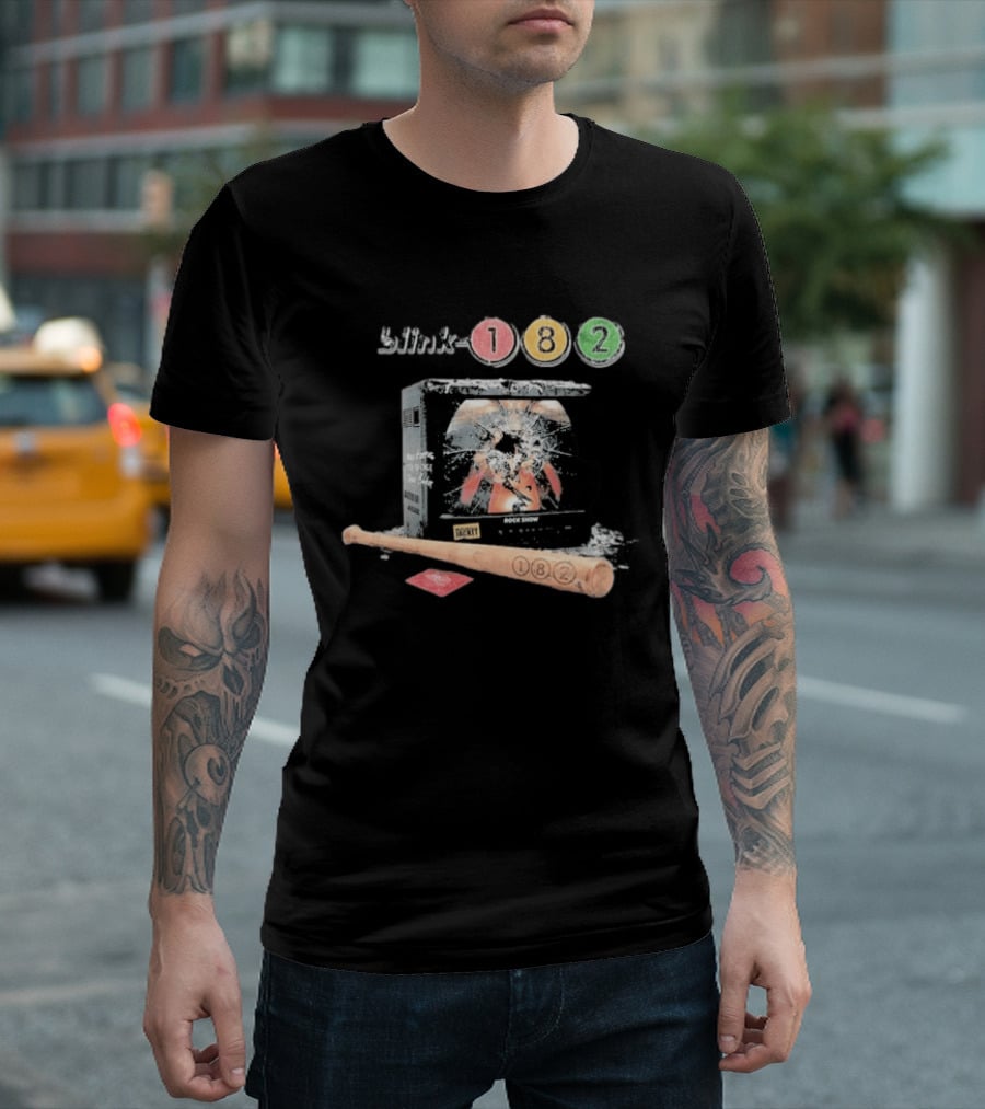 Blink 182 Take Off Your Pants And Jacket Rock Show TV Smash 182 Baseball Bat T-Shirt