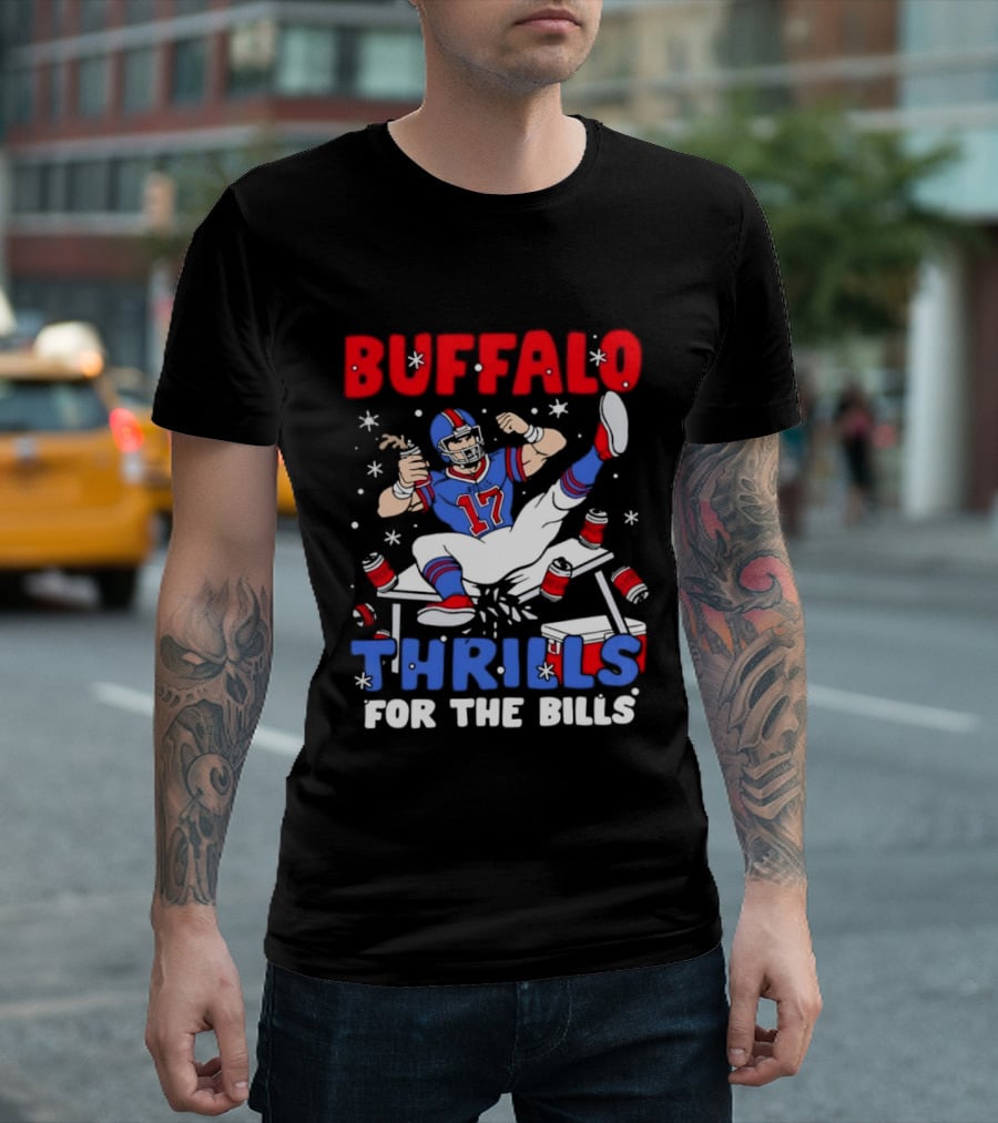 Buffalo Bills 17 Thrills Josh Allen Table Celebration T-Shirt