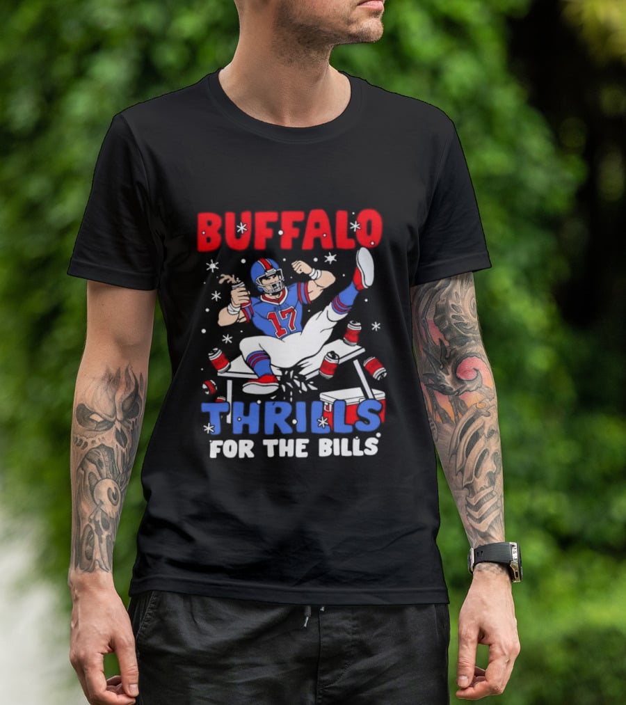 Buffalo Bills 17 Thrills Josh Allen Table Celebration T-Shirt