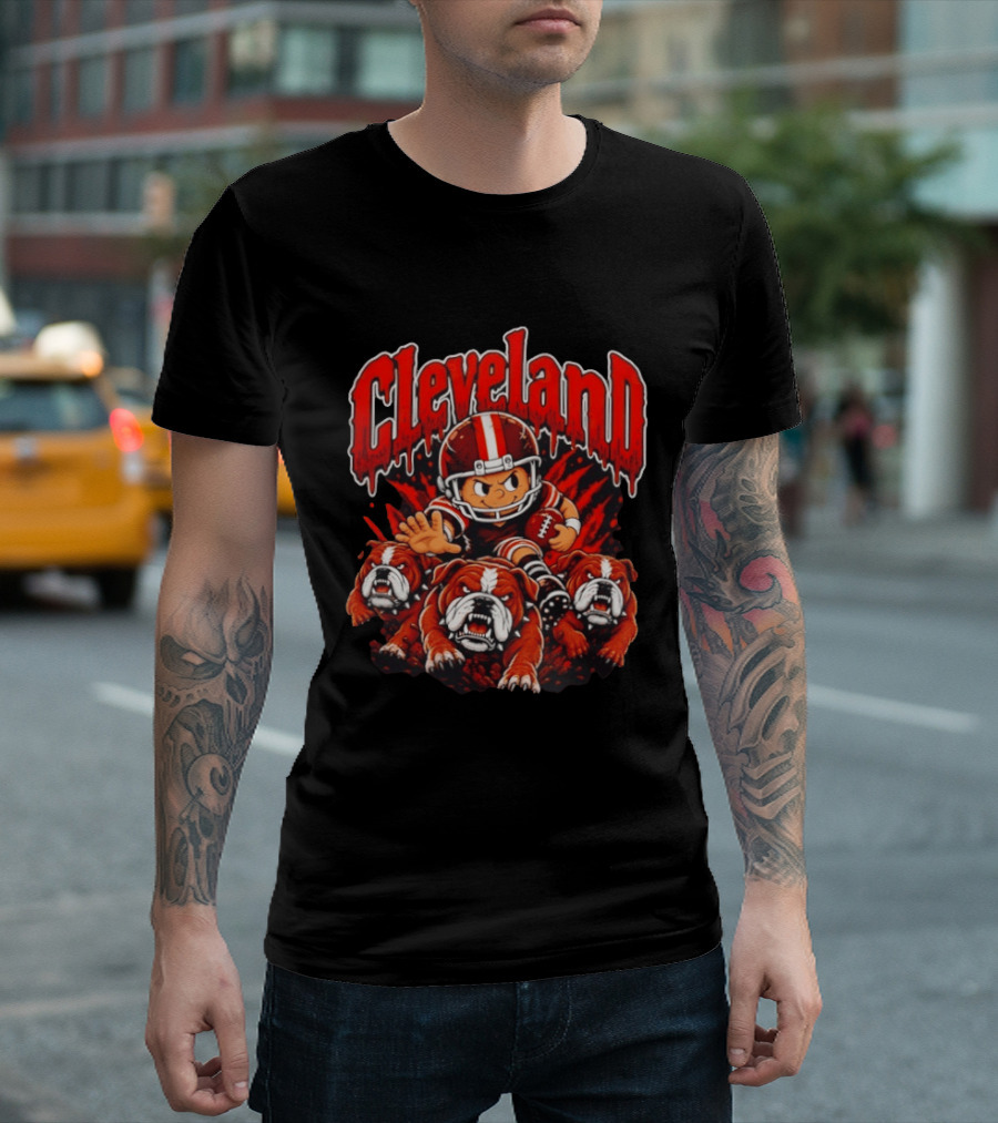 Cleveland Browns Bulldog Football Cartoon Vintage Style 2026 T-Shirt