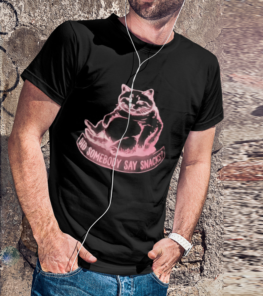 Did Somebody Say Snacks Fat Cat Neon Sitting T-Shirt