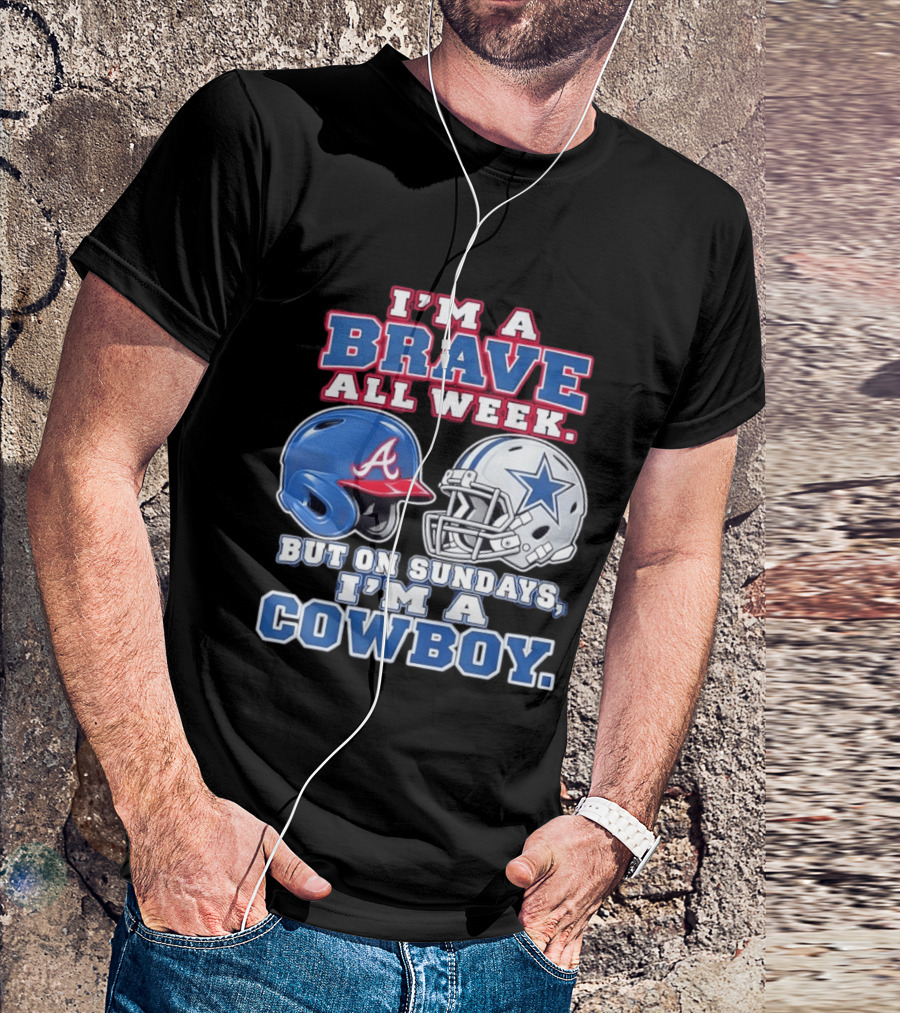 I'm A Brave All Week But On Sundays I'm A Cowboy Helmet Combination T-Shirt