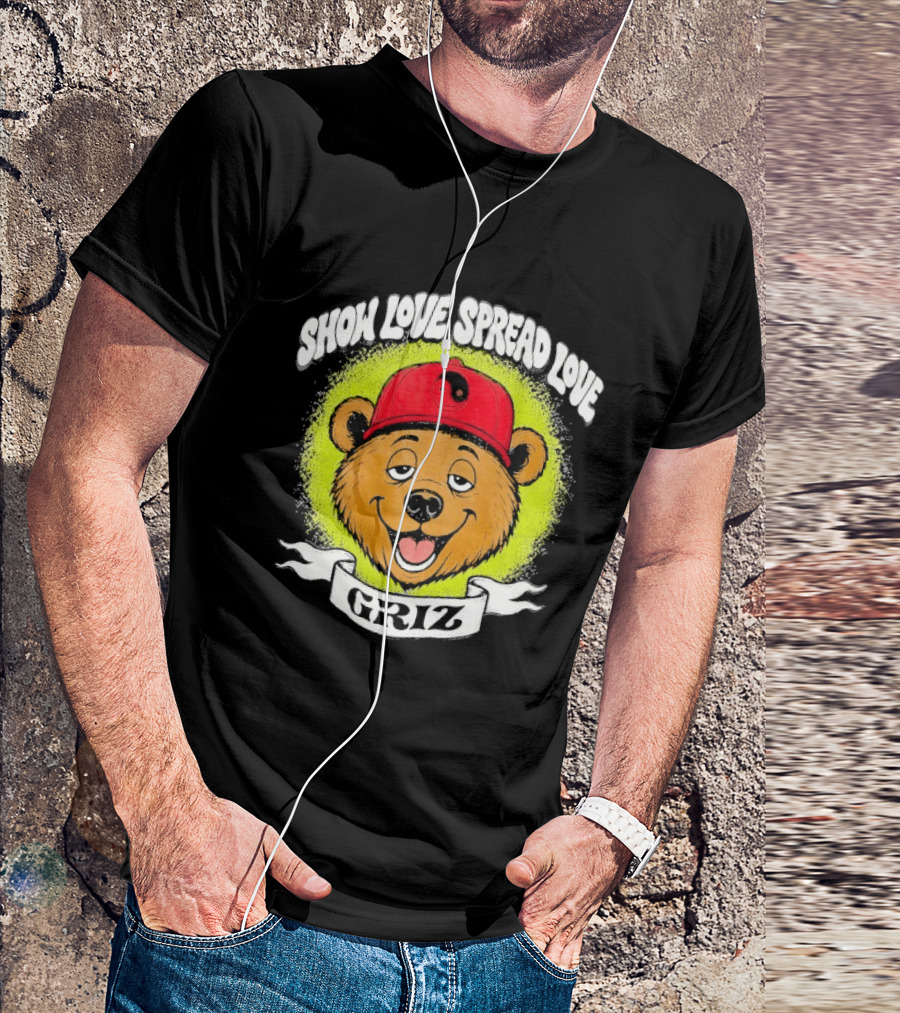 Griz Show Love Spread Love 1990's Bear Hat T-Shirt
