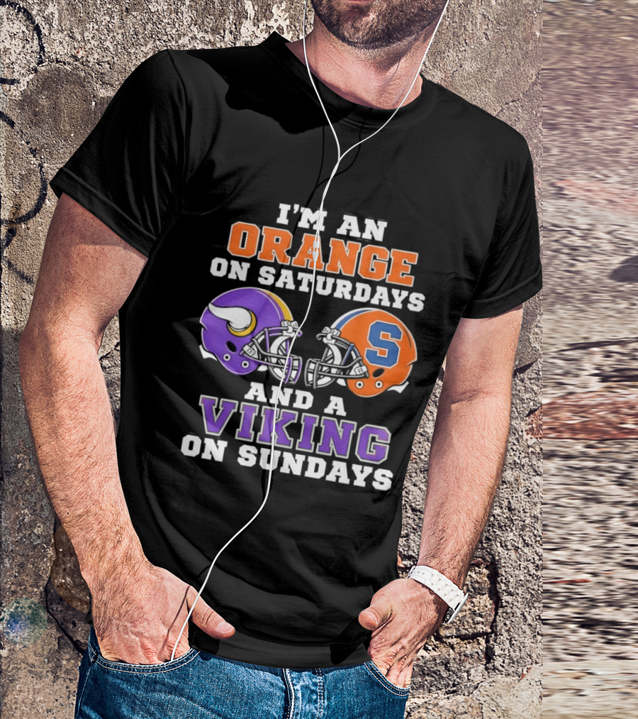 I'm An Orange On Saturdays And A Viking On Sundays Football Helmets T-Shirt