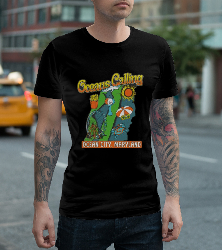 Oceans Calling Ocean City Maryland Festival Map Lineup T-Shirt