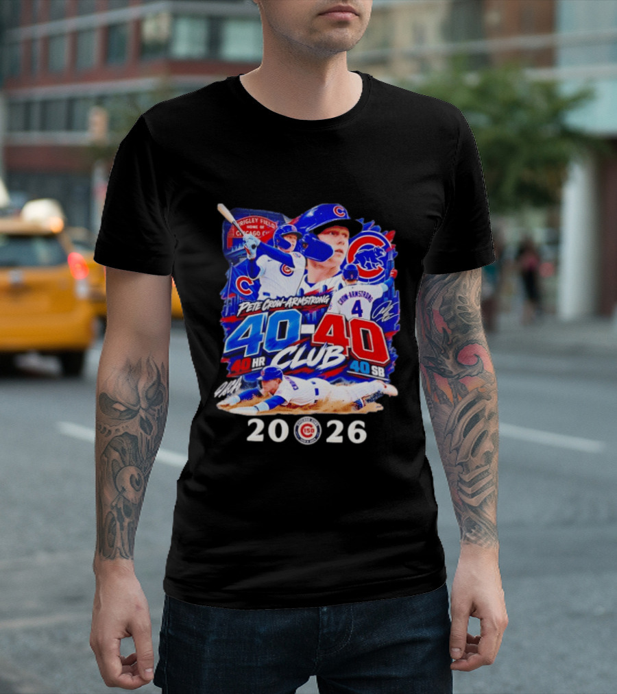 Pete Crow Armstrong 40HR 40SB Club Chicago Cubs 2026 T-Shirt