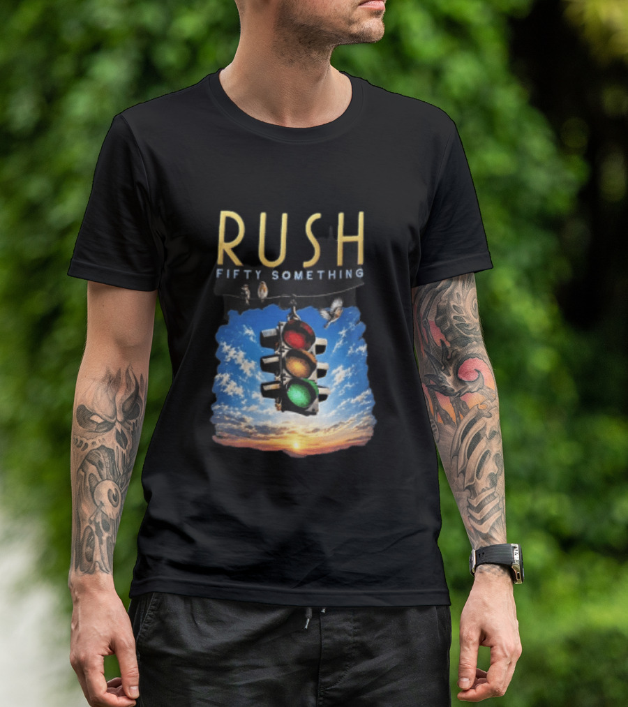 Rush Fifty Something Traffic Light Birds Blue Sky Sunset T-Shirt