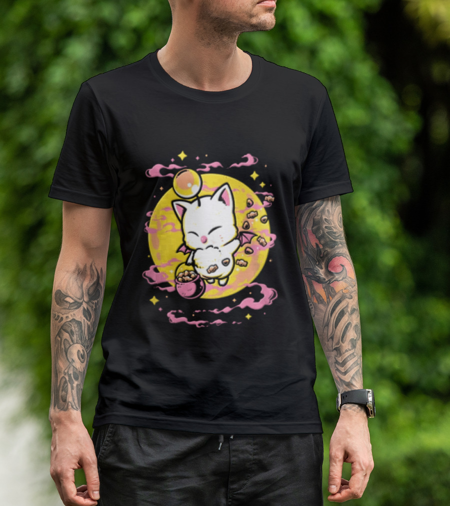 Moogle Cute Character With Candy Bucket And Glowing Yellow T-Shirt