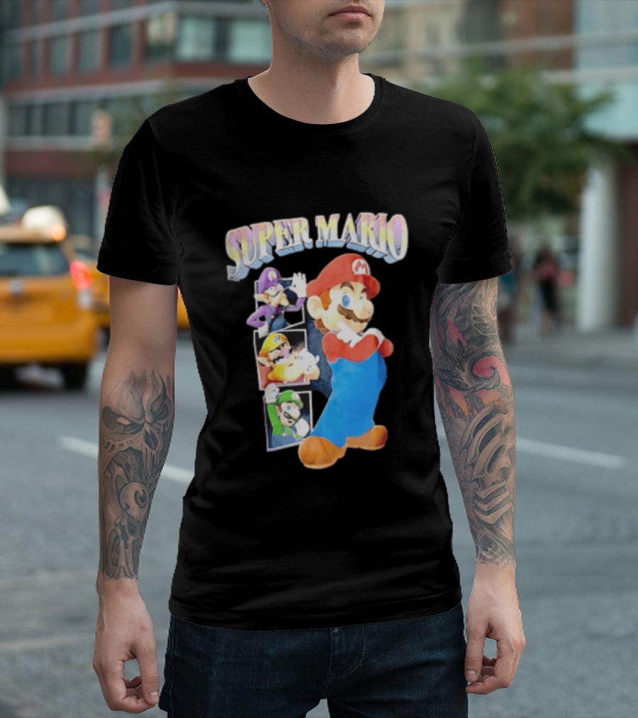 Super Mario With Luigi Wario And Waluigi Characters T-Shirt