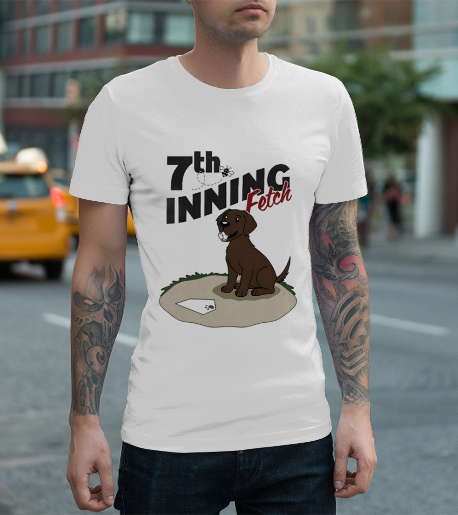 7th Inning Fetch Chocolate Lab Baseball Puppy T-Shirt