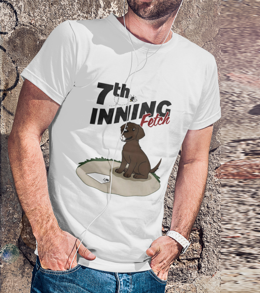 7th Inning Fetch Chocolate Lab Baseball Puppy T-Shirt