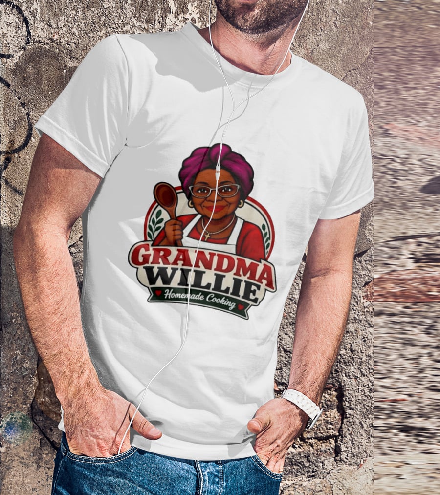 Grandma Willie Homemade Cooking Kitchen Apron Vector T-Shirt