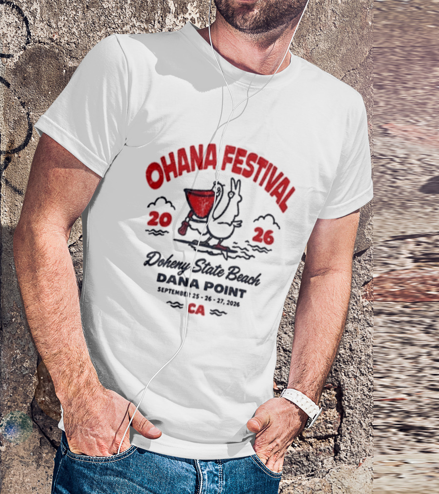 Ohana Festival 2026 Doheny State Beach Dana Point September 25 27 CA Surf Pelican T-Shirt