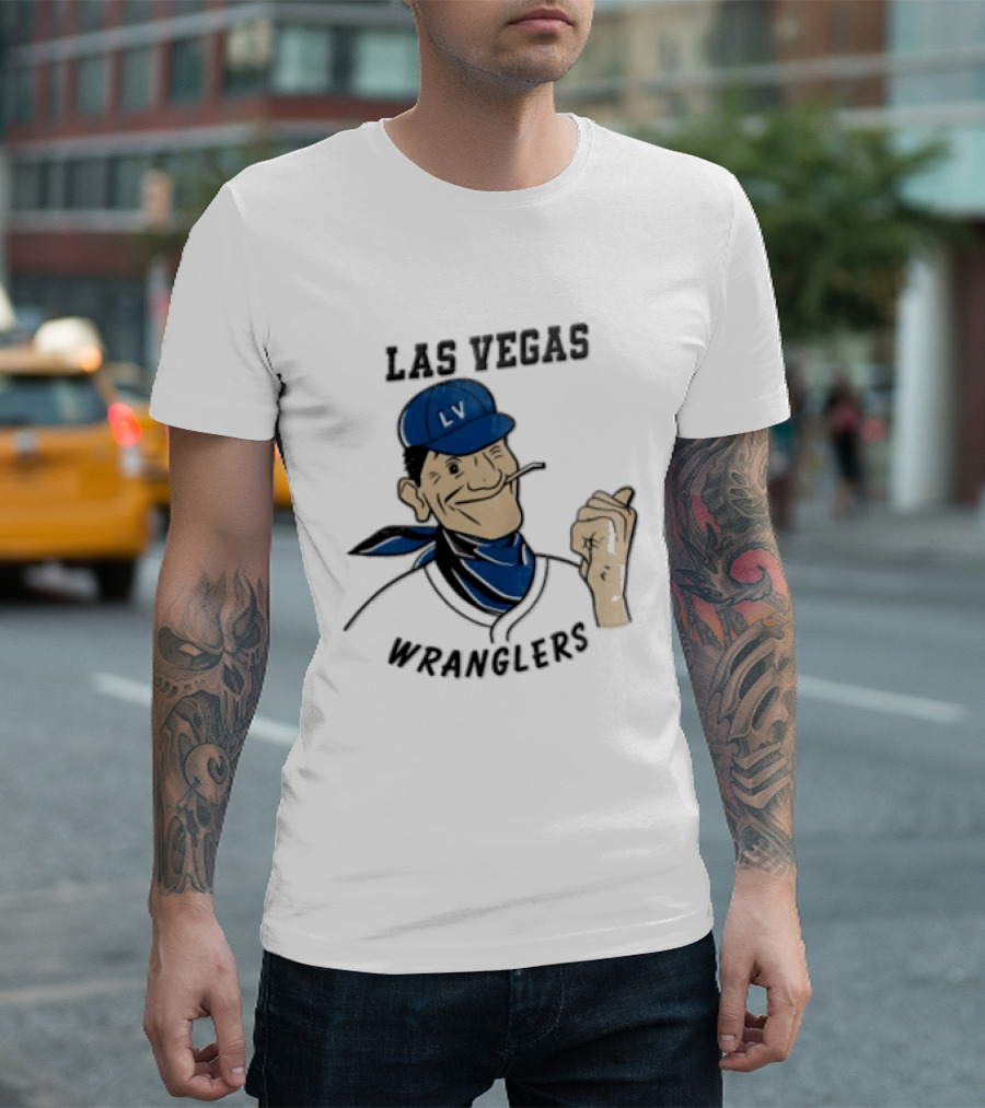 Las Vegas Wranglers Vintage Cartoon Character With Hat And Bandana T-Shirt