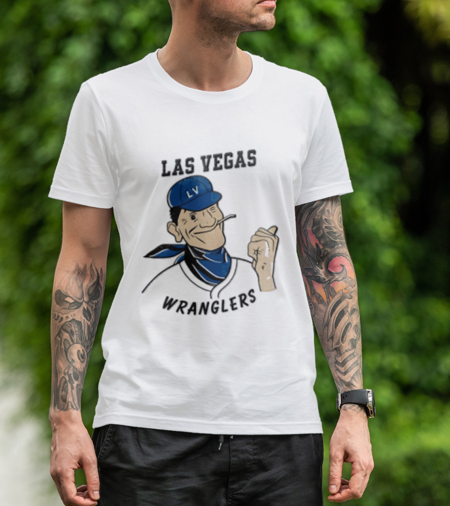 Las Vegas Wranglers Vintage Cartoon Character With Hat And Bandana T-Shirt
