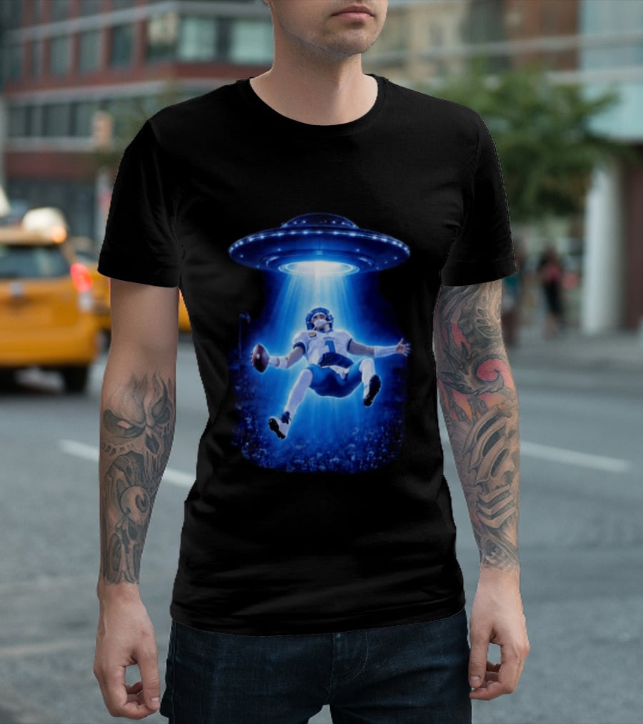 Jalen Hurts Memes UFO Abduction Football Player Beam Fantasy T-Shirt