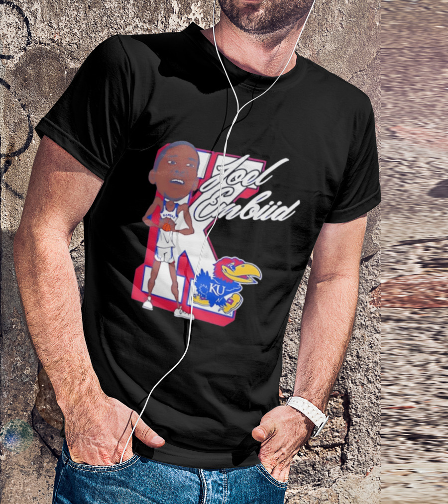 Joel Embiid Kansas Jayhawks KU Cartoon Bobblehead T-Shirt