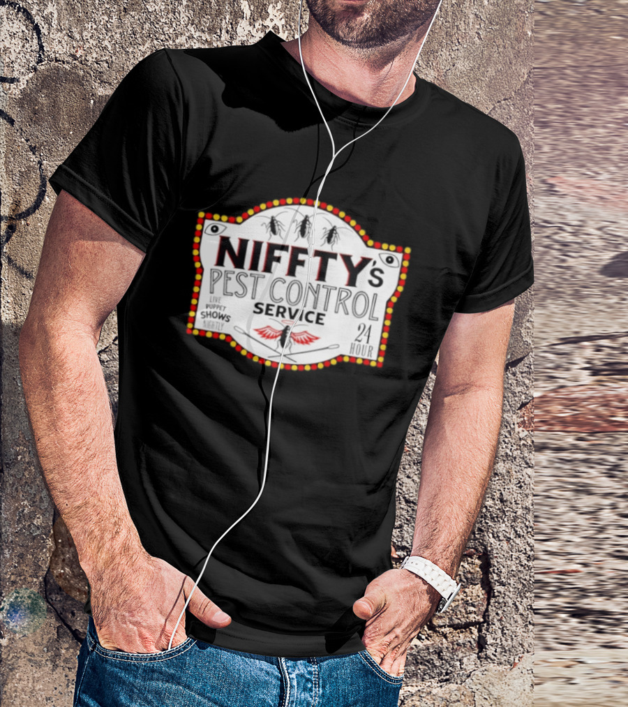 Niffty's Pest Control Service Live Puppet Shows Nightly 24 Hour Hazbin Hotel T-Shirt