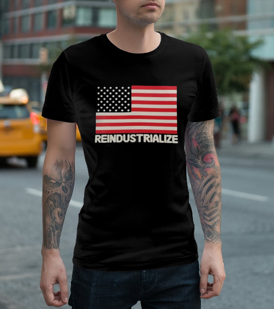 Reindustrialize United States Flag Stars And Stripes T-Shirt