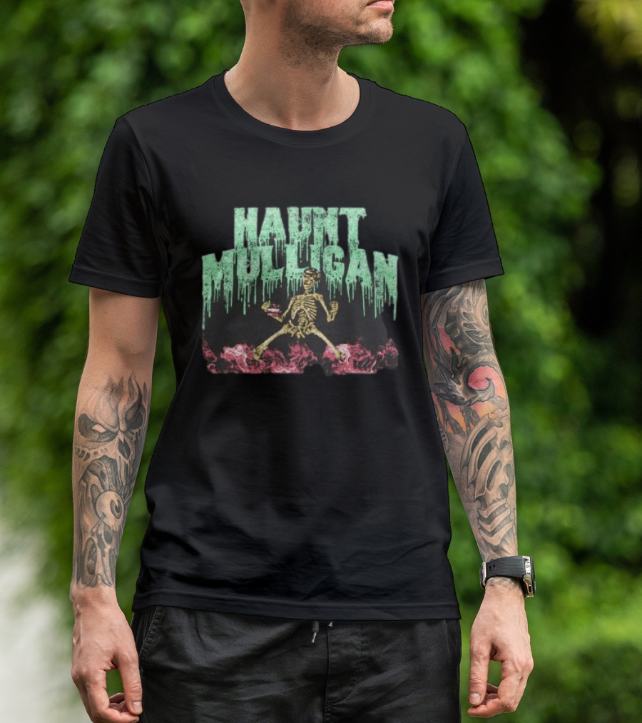 Halloween Skeleton Hot Mulligan Dripping Text Pink Smoke T-Shirt