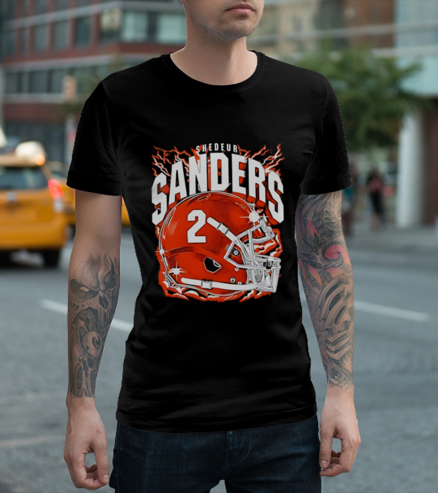 Shedeur Sanders Number 2 Cleveland Browns Helmet T-Shirt