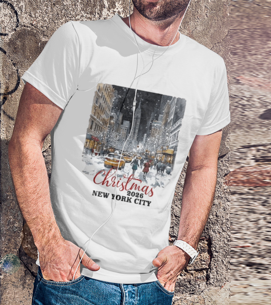 Christmas 2026 New York City Empire State Building Snow Scene T-Shirt