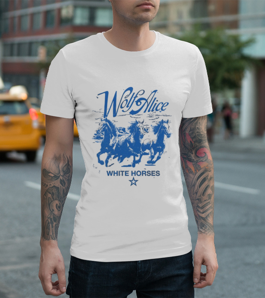 Wolf Alice Blue White Horses Star T-Shirt